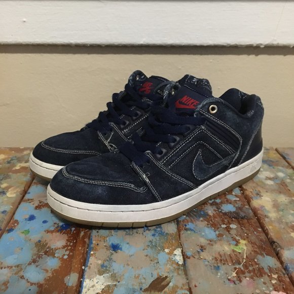 NIKE SB AIR FORCE 2 SIZE 9 EAST VS WEST NAVY DENIM - Picture 2 of 7